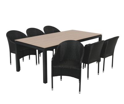 Selma Andrea Havemøbelsæt m/6 stole - 100x200 - Antracitgrå