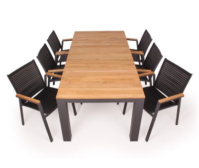 Vito Havemøbelsæt m/udtræksbord - 100x210/289 cm - Antracit/Teak