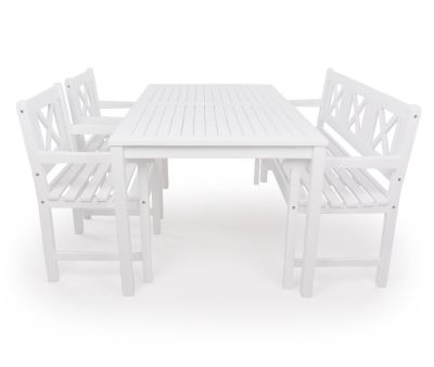 Dragør Havemøbelsæt med stole og bænk - Hvid