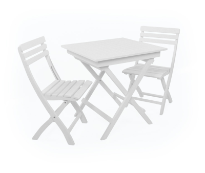 Dragør Cafesæt 70x70 med stole uden armlæn - Hvid