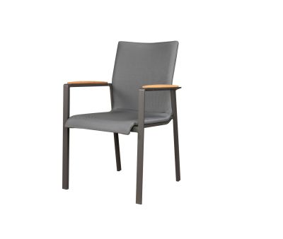 Lea Lux stabelstol med teak armlæn - Antracit / Grå