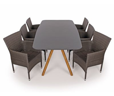 Milano Saba Havemøbelsæt 100x200 med 6 stole - Dusty