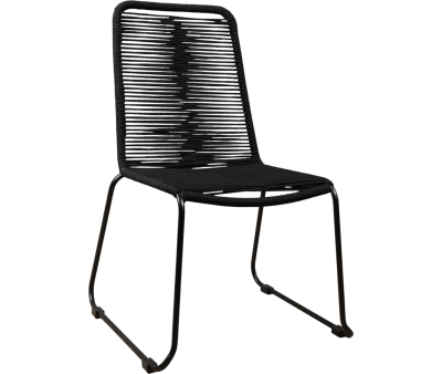 Naja stabelstol med sort reb og stålstel