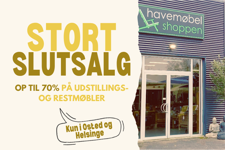 Stort slutsalg på udstillingsmodeller i Osted og Helsinge - Spar op til 70% Stort slutsalg på udstillingsmodeller i Osted og Helsinge - Spar op til 70%