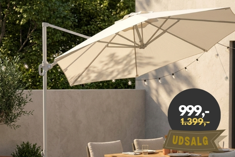Hængeparasol - Ø: 3 meter - Gråhvid Hængeparasol - Ø: 3 meter - Gråhvid